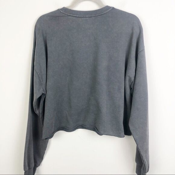 AC/DC | Powerage Cropped Crewneck Sweatshirt Black Wash Gray Women’s Size Medium - Picture 7 of 7